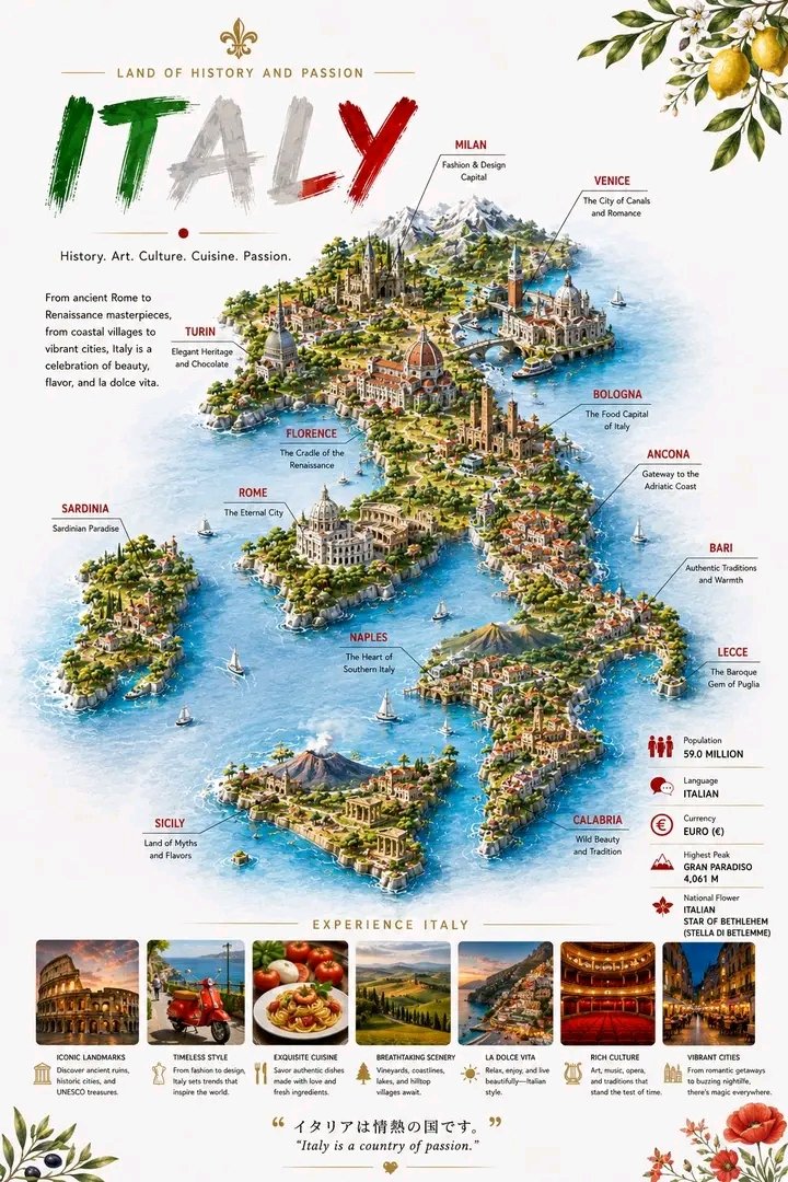 Italy: Cinematic Travel Map