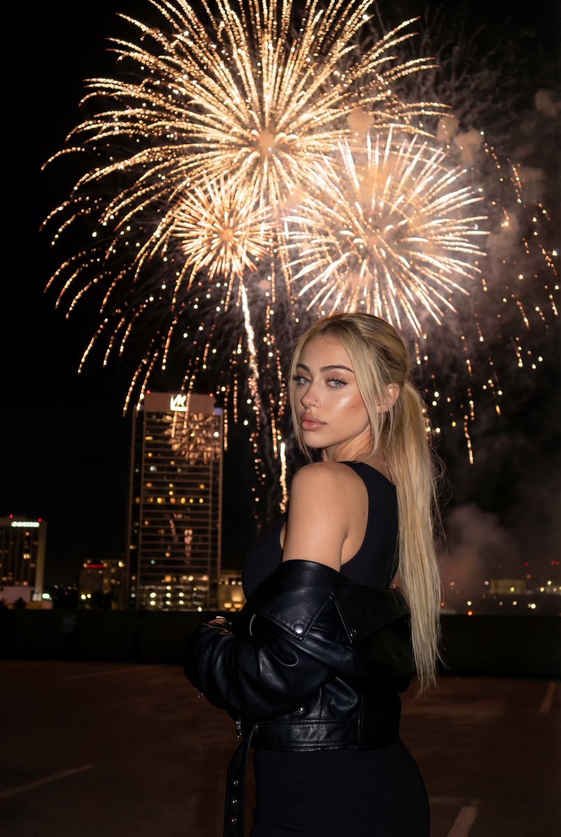 Stylish Night Fireworks Portrait