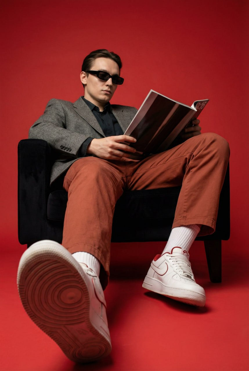 Bold Red Studio Fashion Portrait