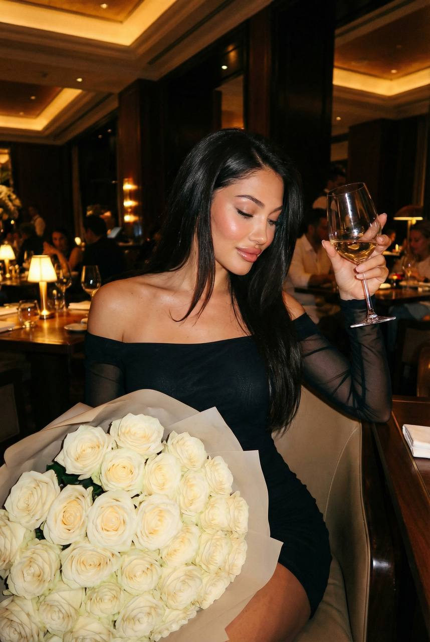 Elegant Woman Wine Night Portrait