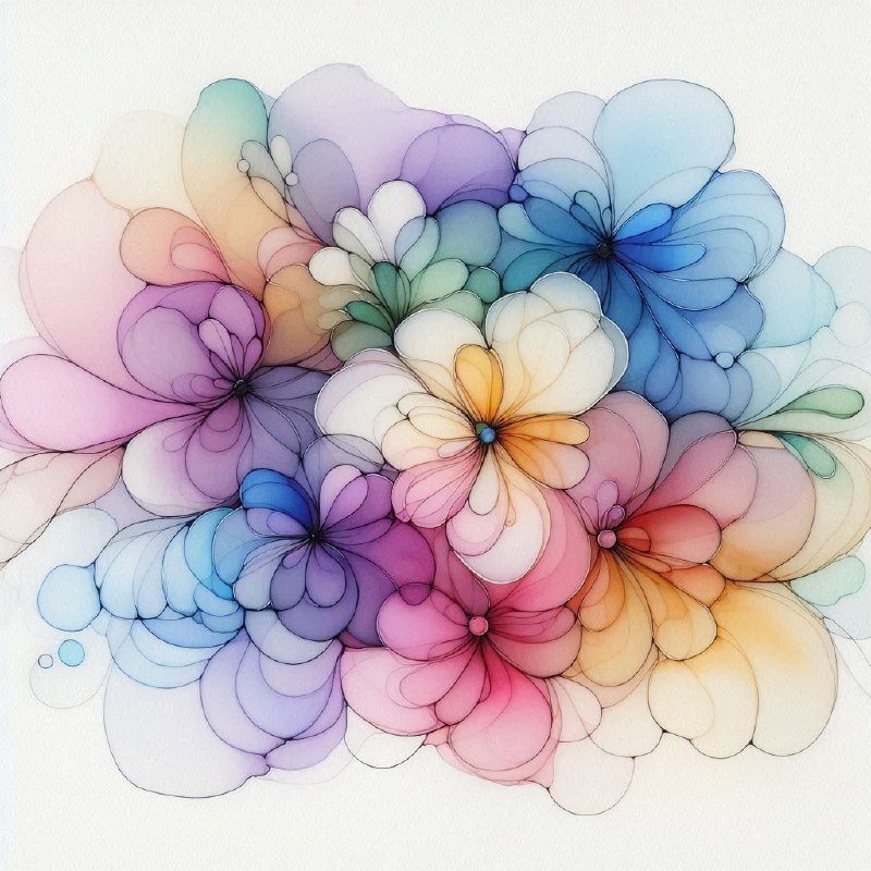 Soft Pastel Abstract Floral Watercolor Petals