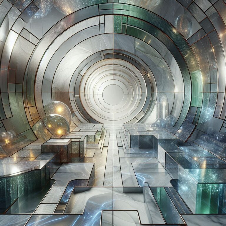 Art Deco Translucent Marble Abstract in Gray Green