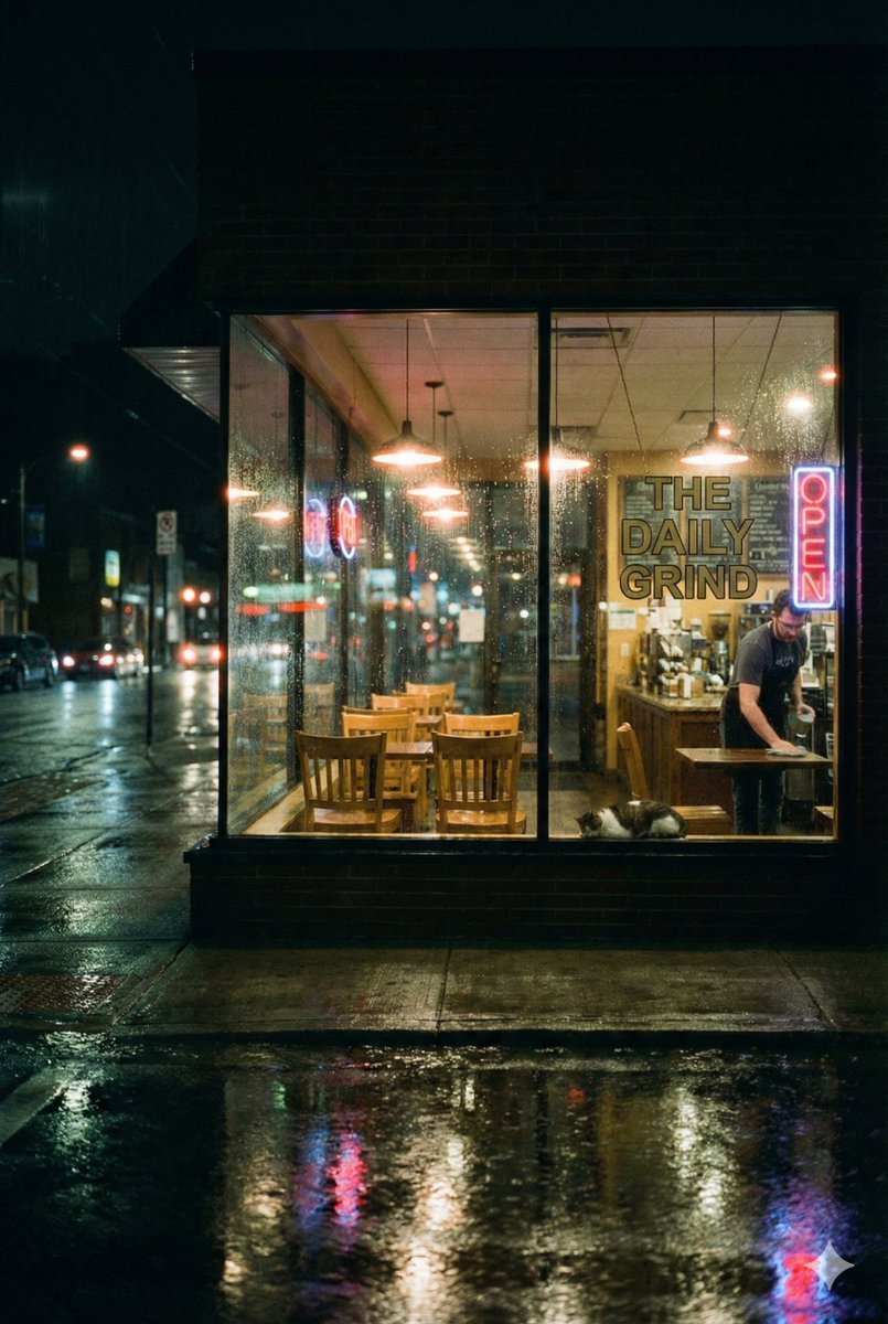 Rainy Night Café Solitude