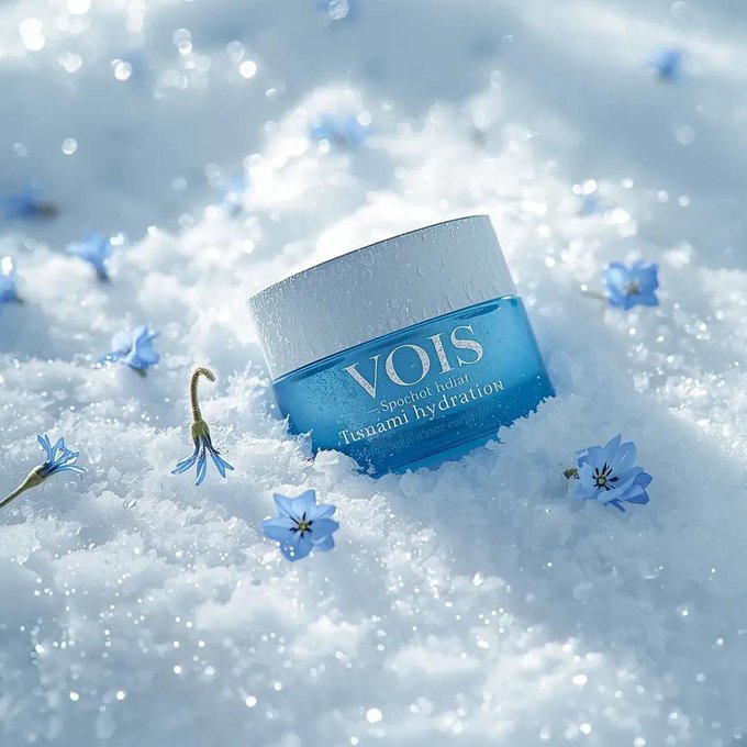 Icy Blue Cream Blooms in Snow
