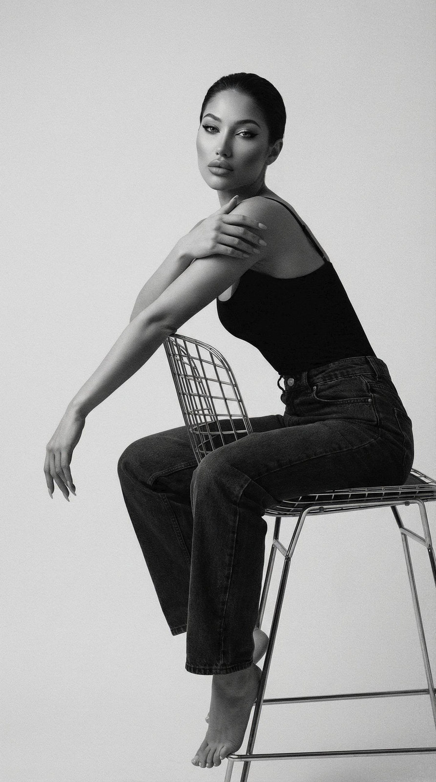 Minimalist Black White Chair Portrait