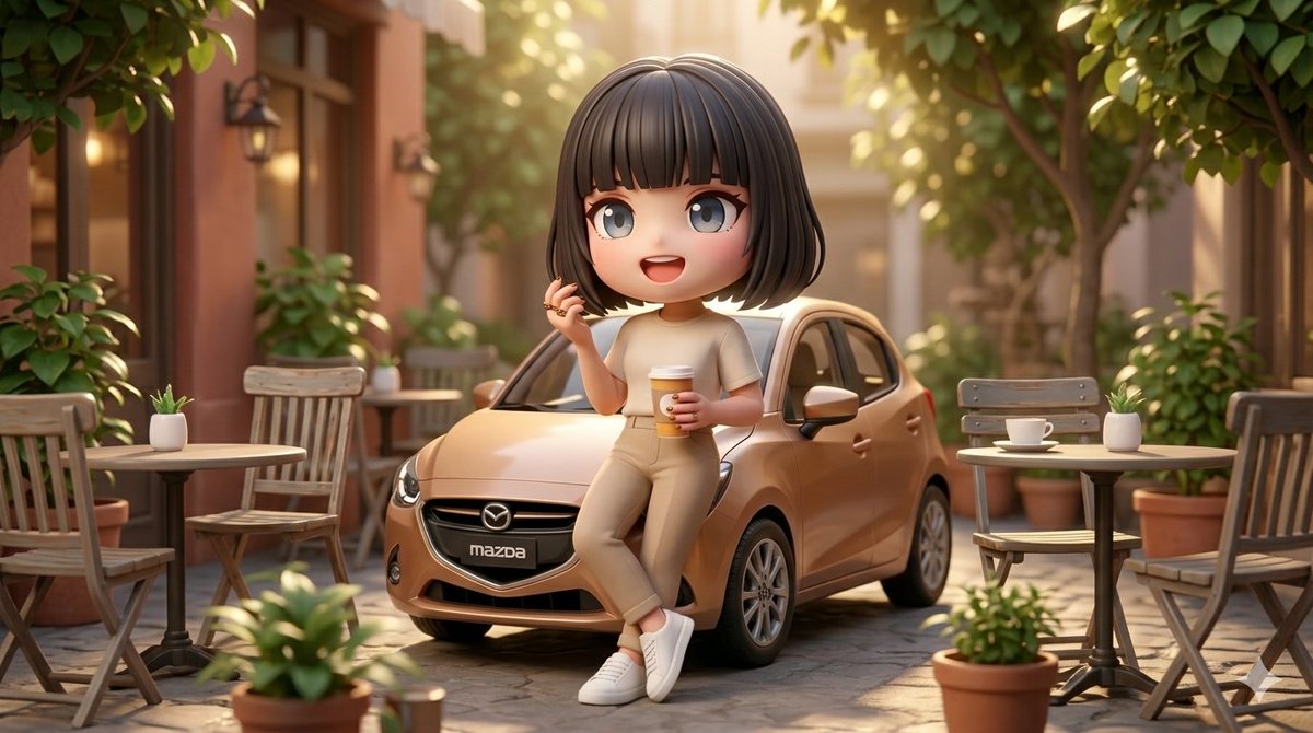 3D Girl Coffee Golden Hour