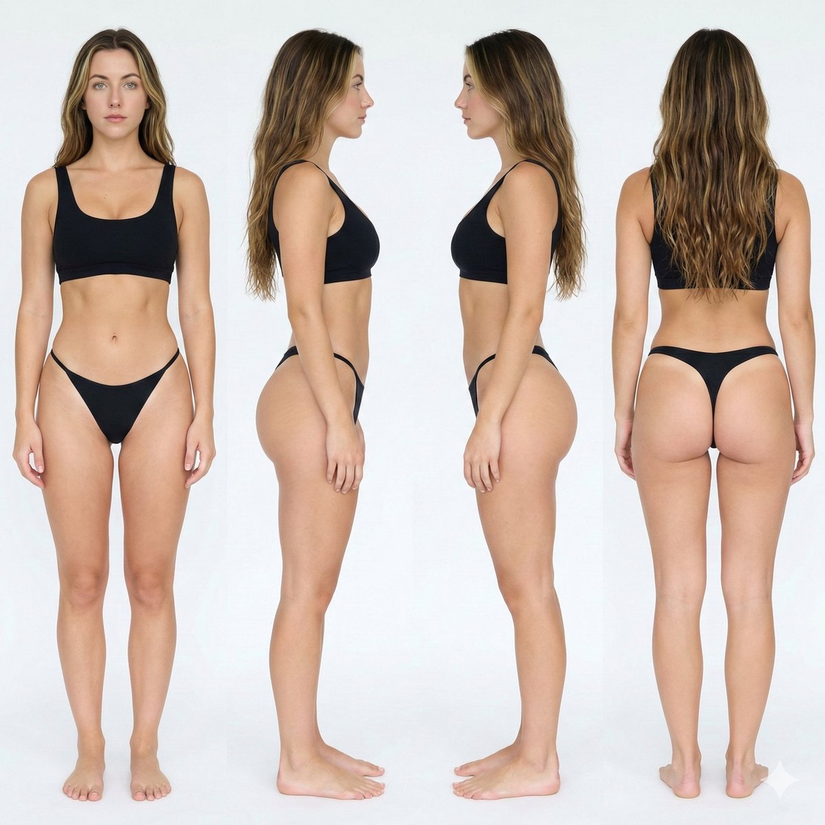 Female Four-View Body Reference Sheet