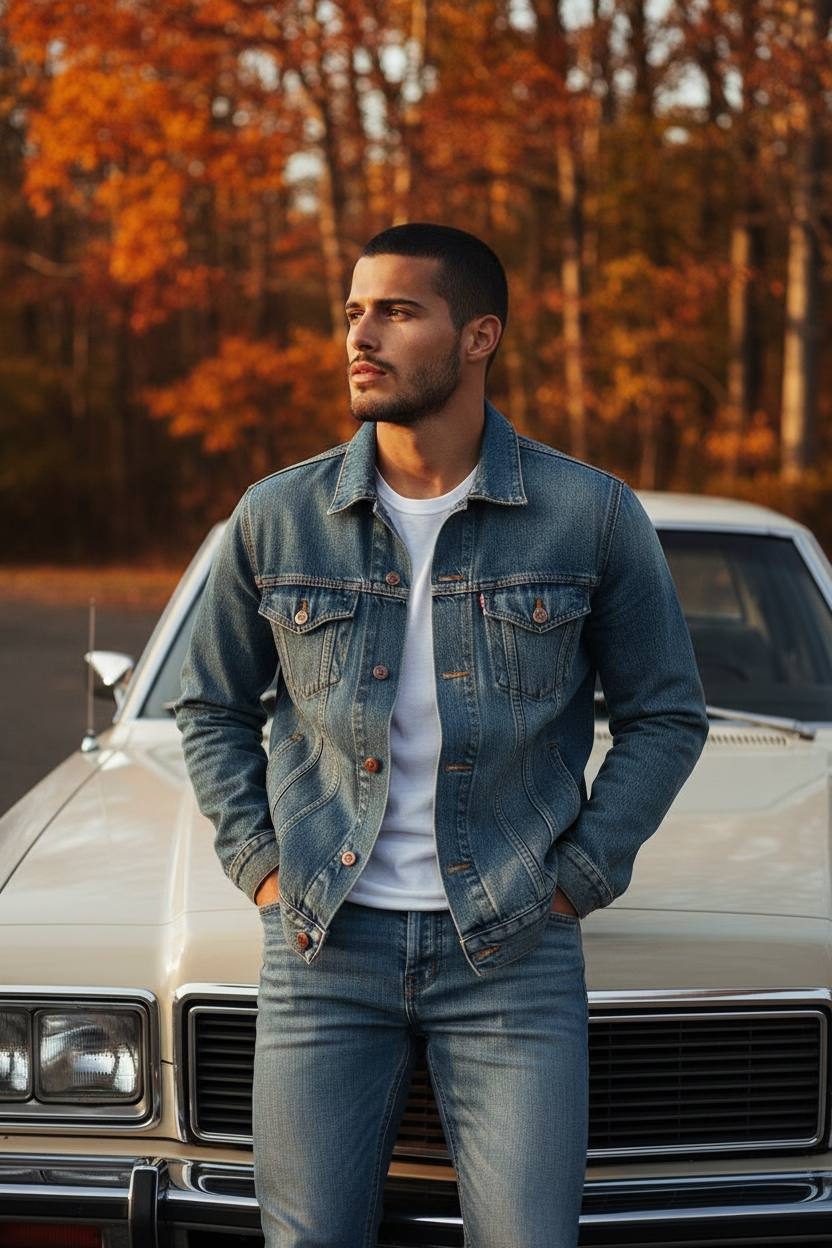Vintage Denim Autumn Contemplation