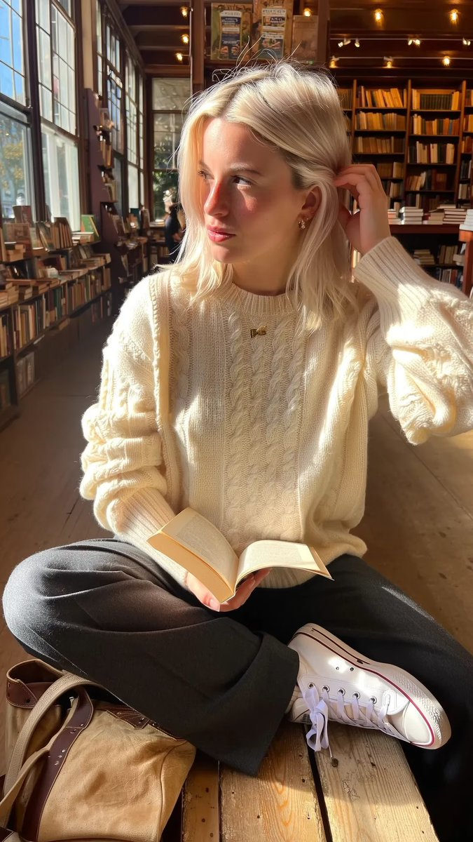 Quiet Reading in Vintage Bookstore