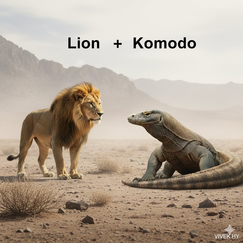 Lion Vs Komodo Desert Standoff