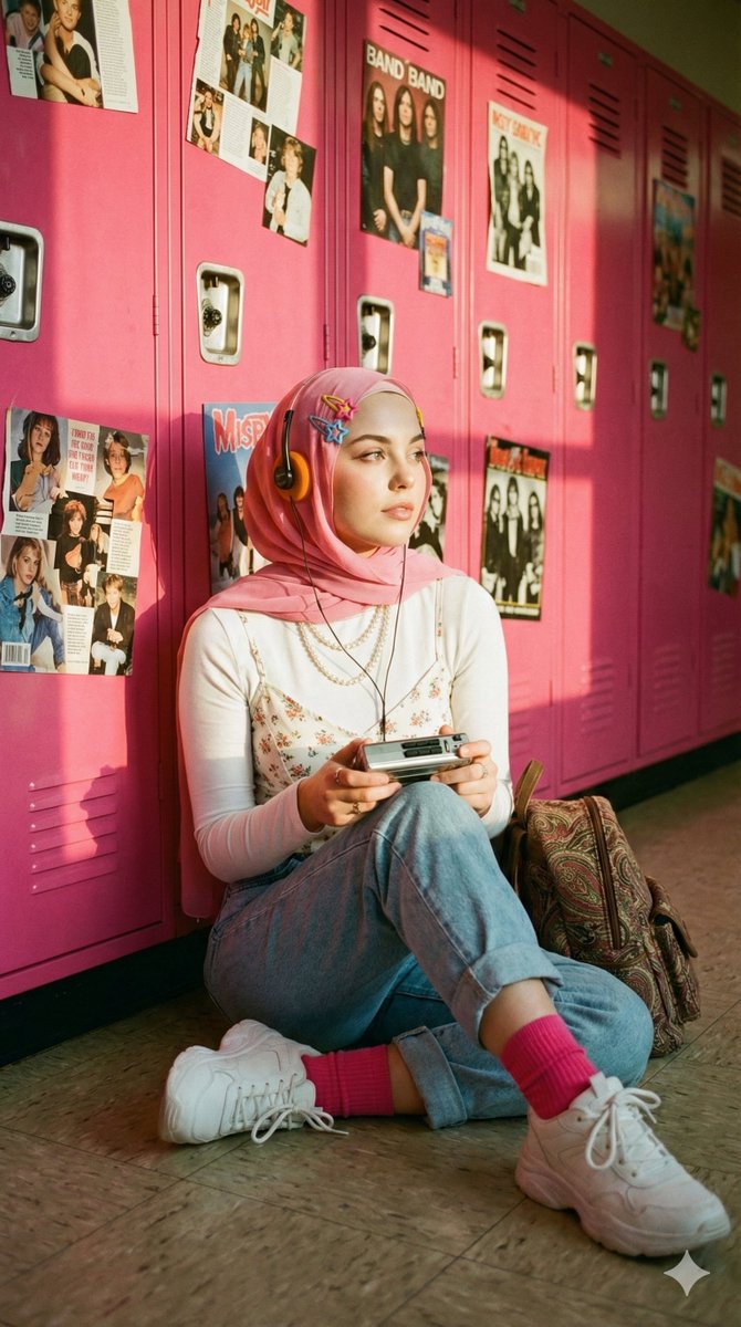 Y2K Retro School Hallway Portrait