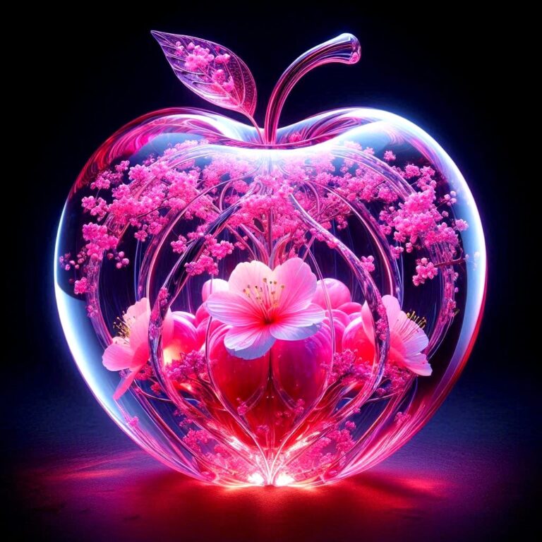 Emerald Resin Apple Filled With Sakura Blossoms