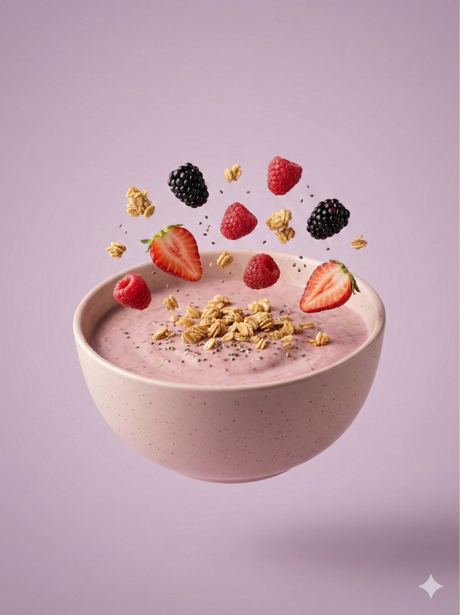 Floating Smoothie Bowl Commercial Shot
