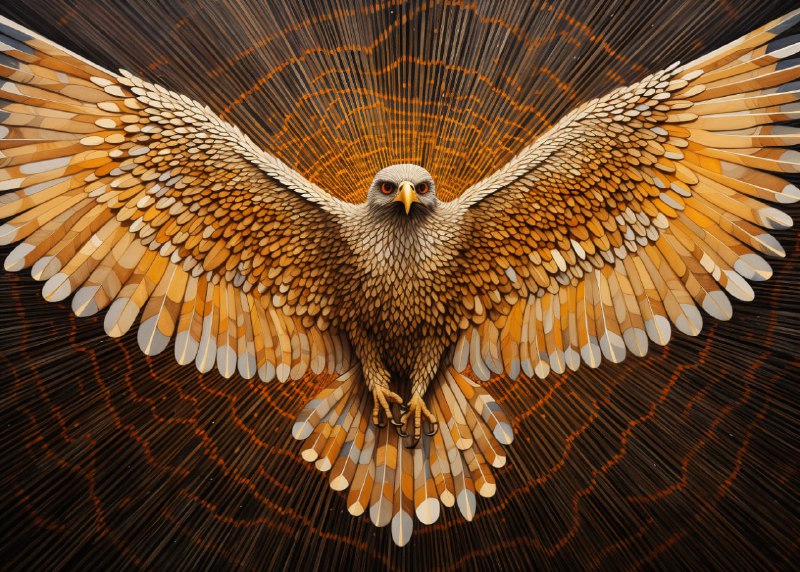 Soaring Bird in Amber Pointillist Optical Illusion