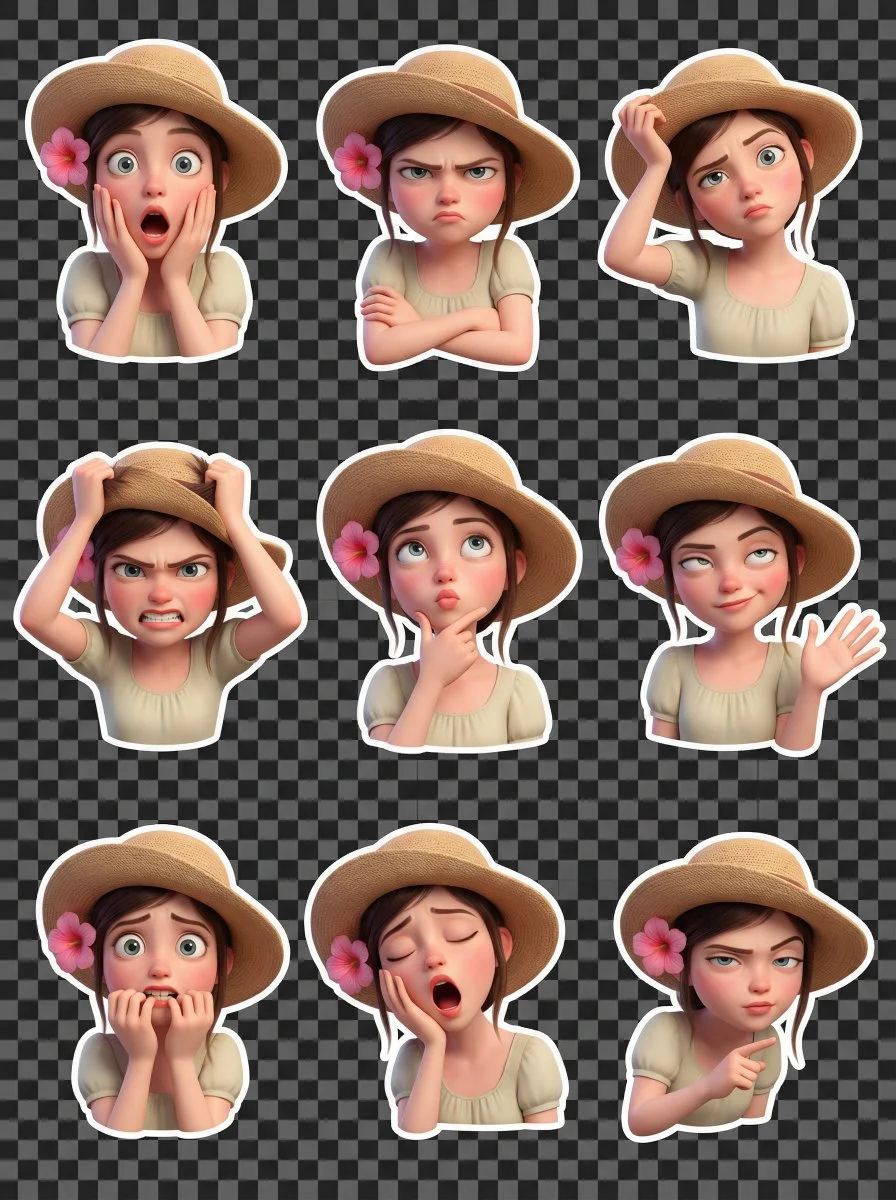 Pixar Style 3D Emoji Sticker Set