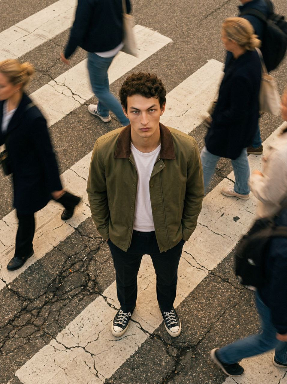 Cinematic Overhead Urban Portrait