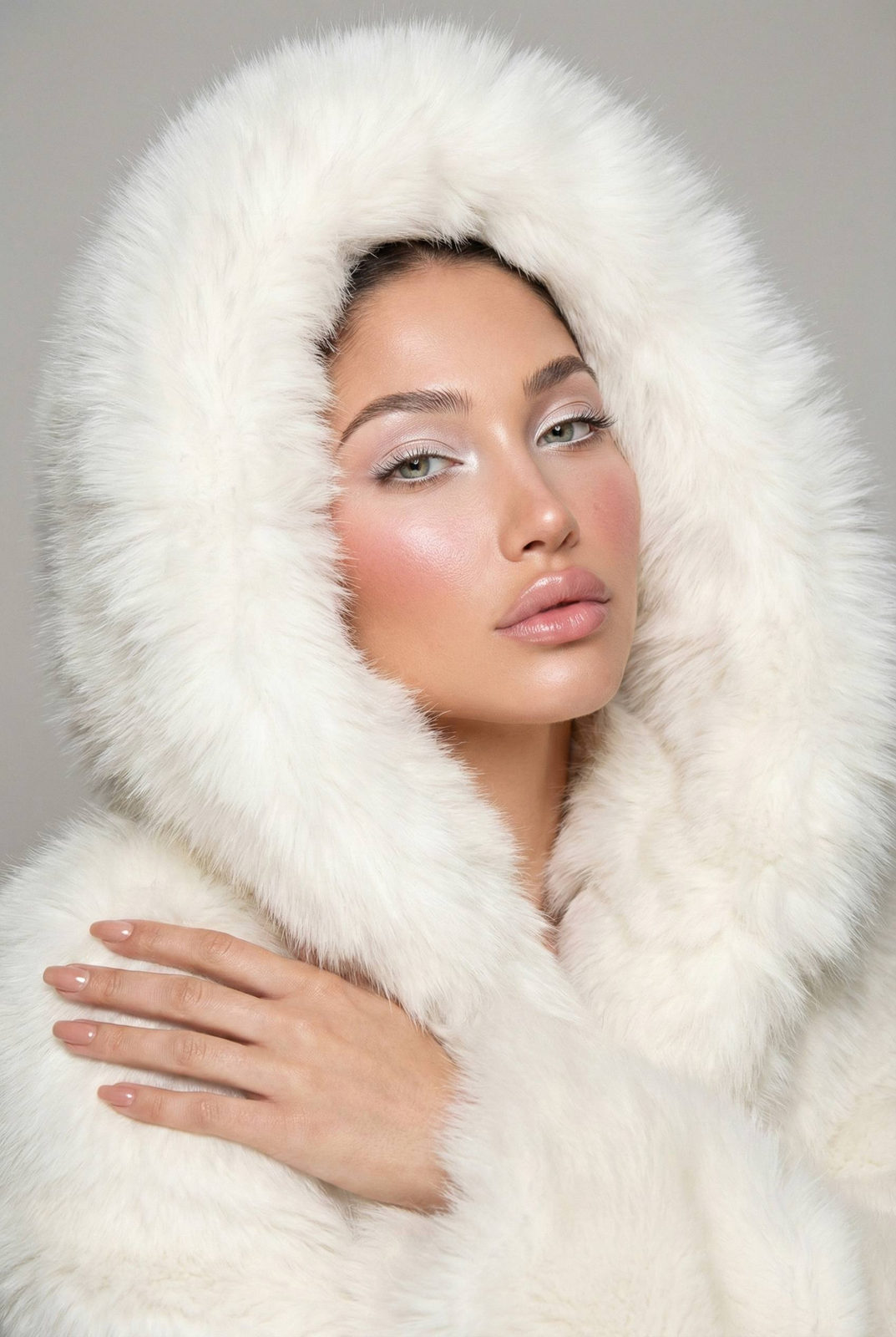 Faux Fur Halo Portrait in Soft Light