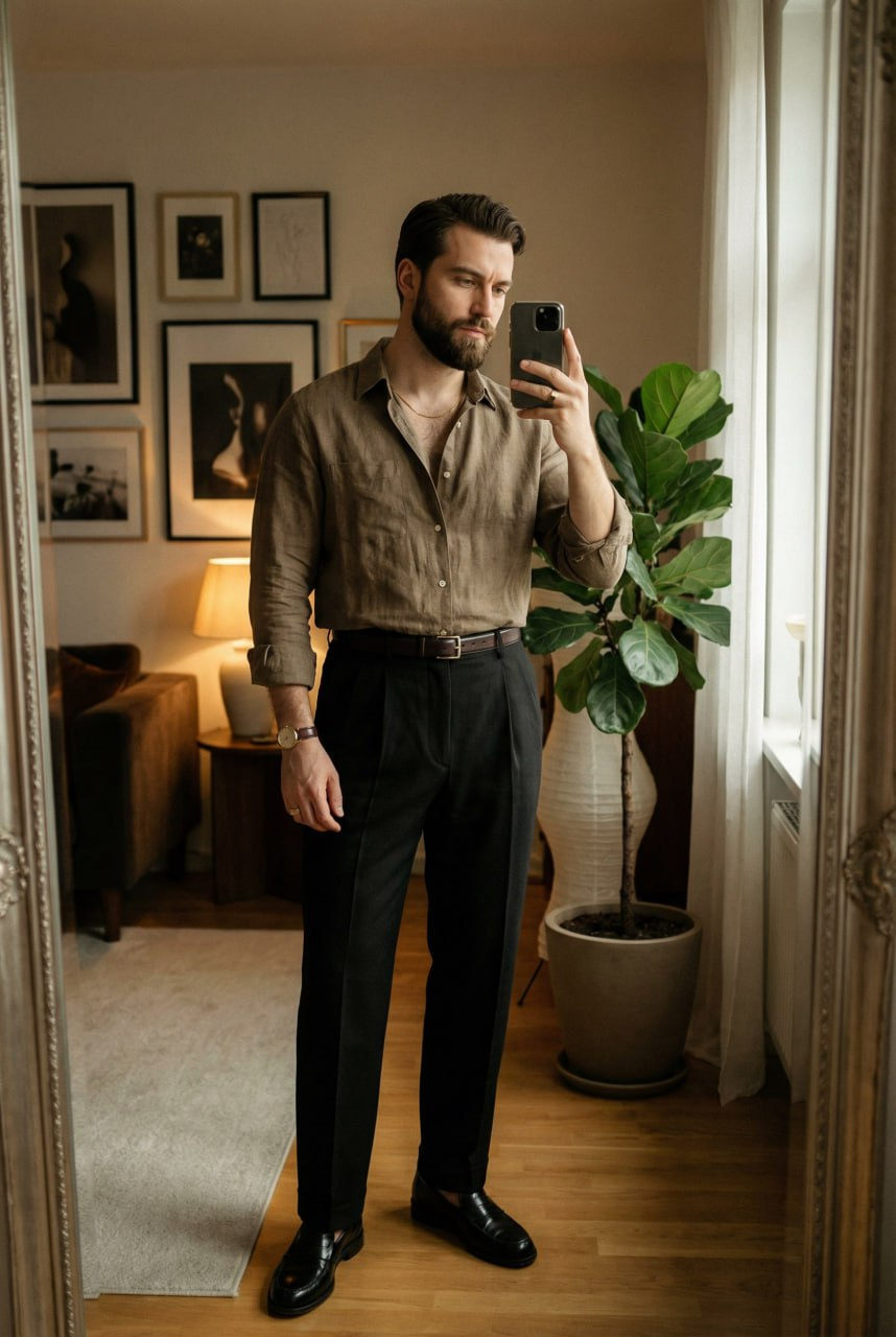 Old Money Gentleman Mirror Selfie