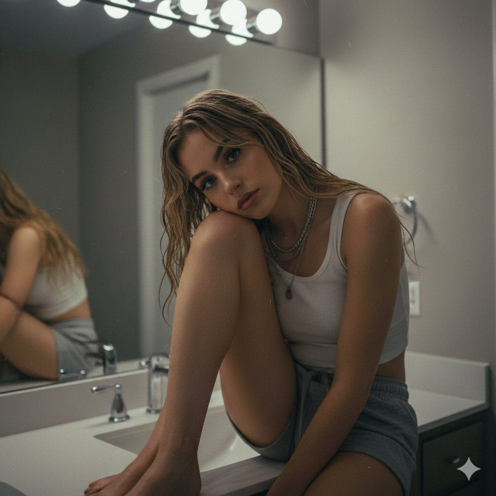 Melancholic Bathroom Portrait