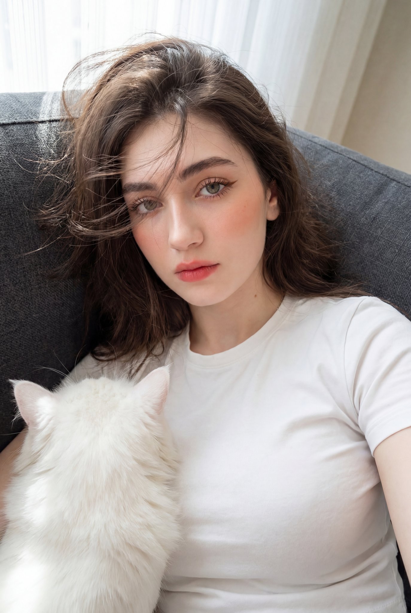 Cozy Selfie with Fluffy Cat