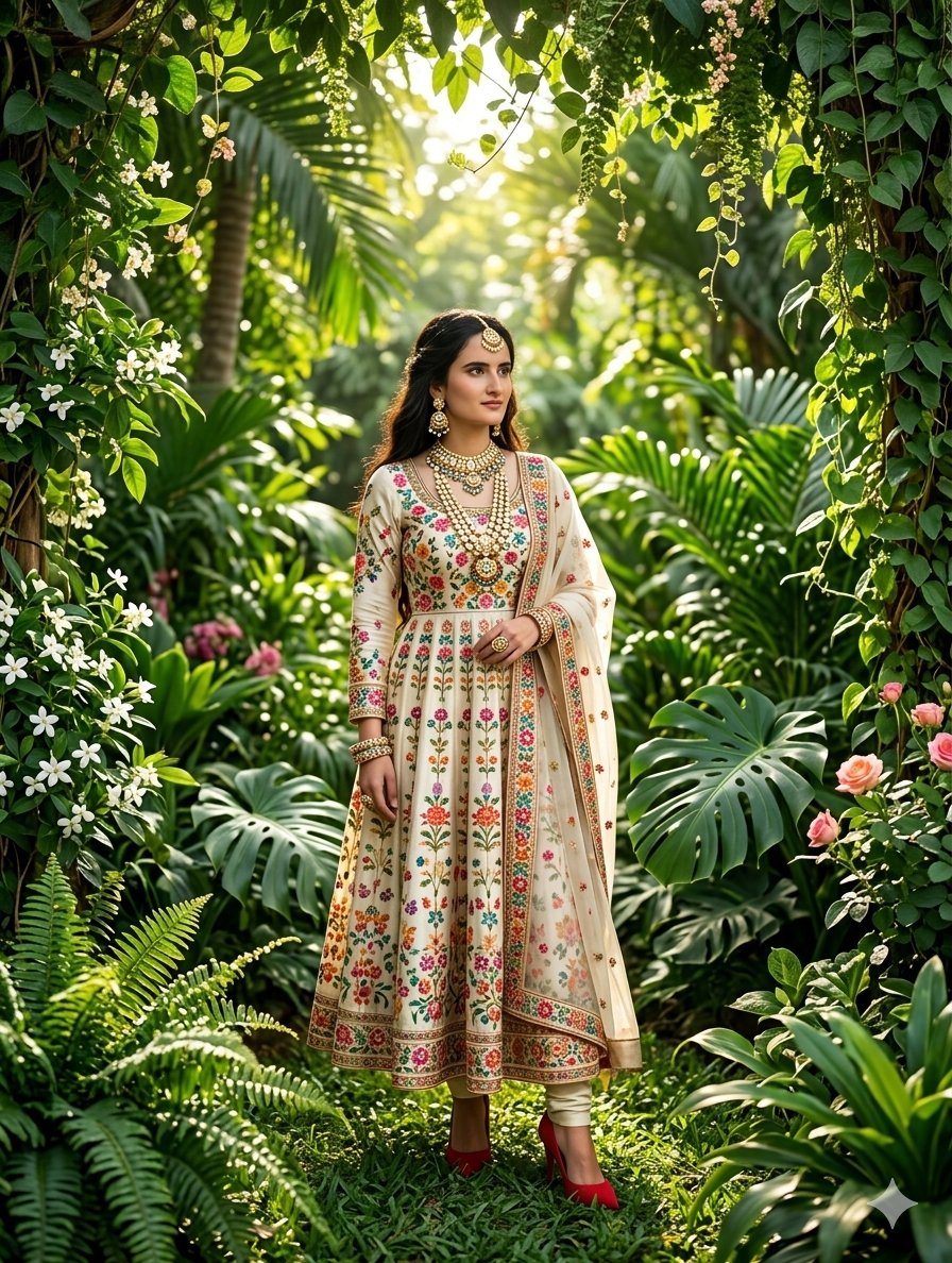 Indian Anarkali Garden Portrait