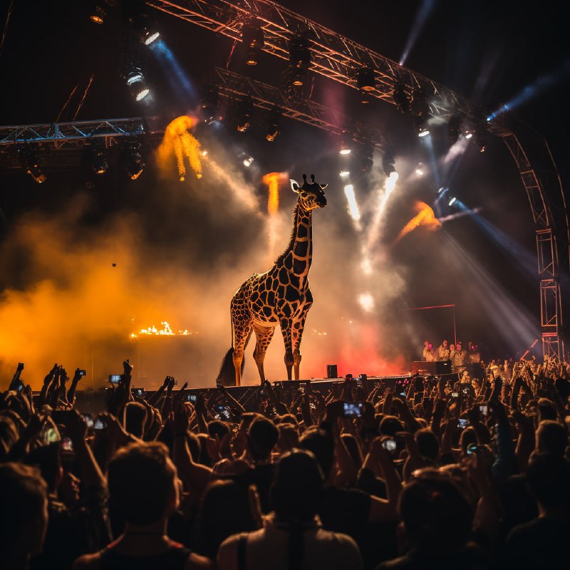 DJ Giraffe Headlining Festival Stage With Pyrotechnics