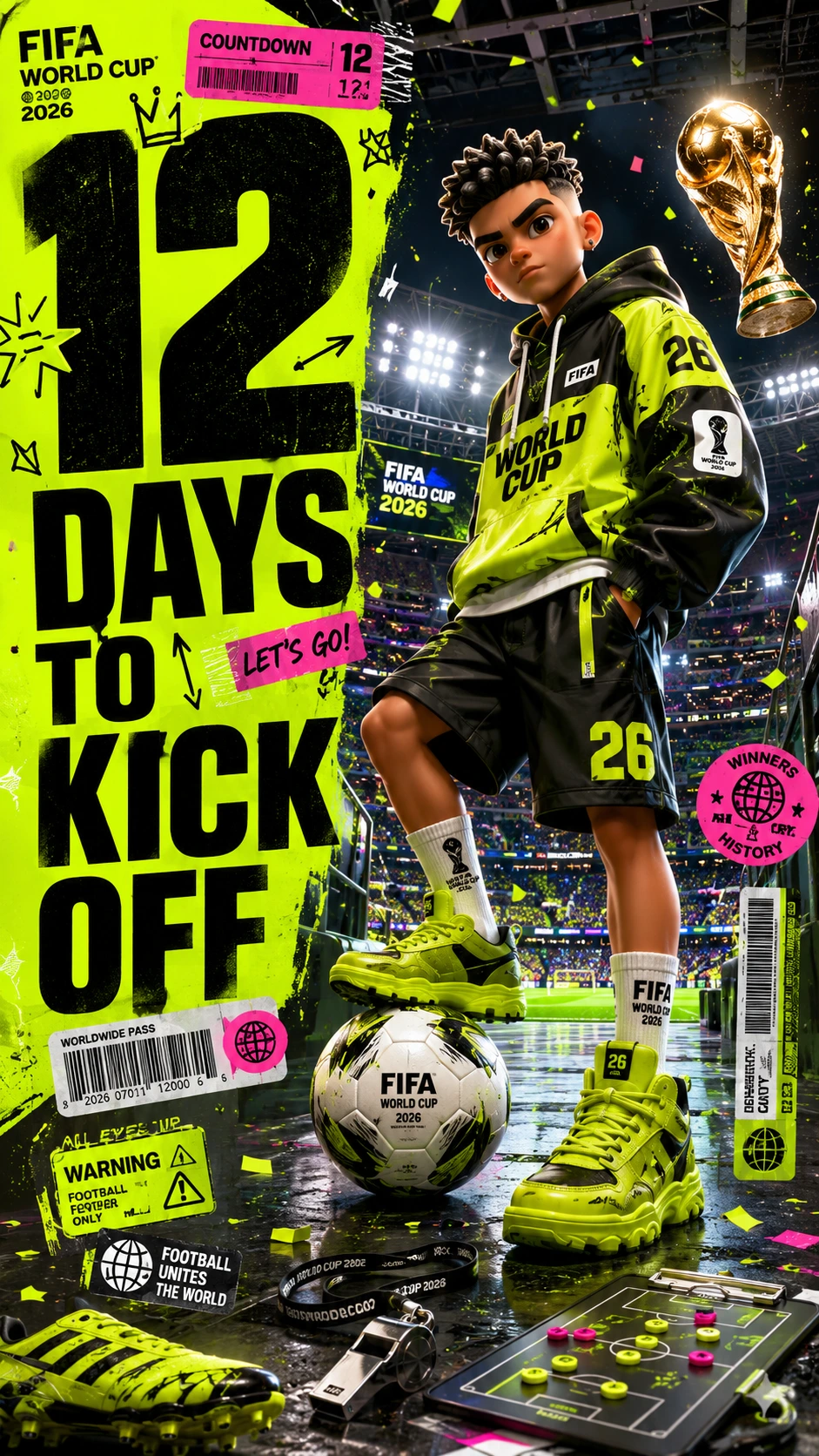 acid-lime 3D lab poster of World Cup