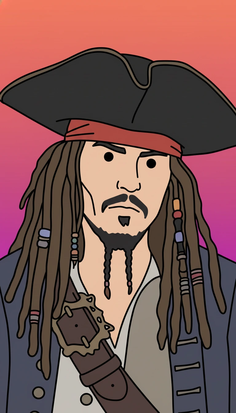 Doodle-style 2D vector illustration of portrait
