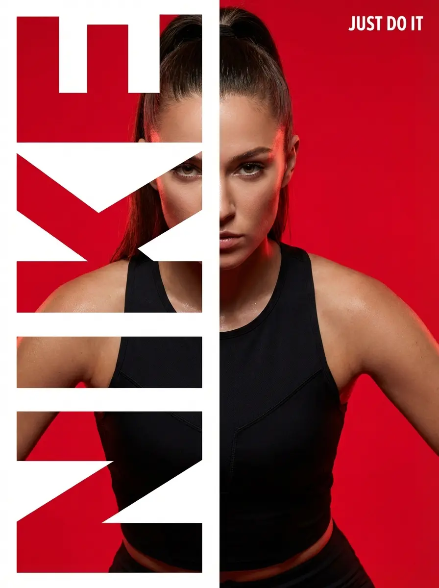 High-fashion editorial typography poster of Nike