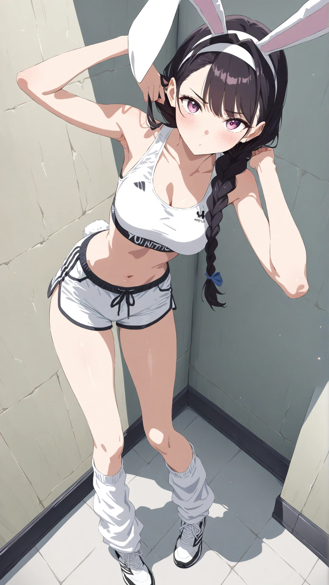 Young girl in sports bra in anime style