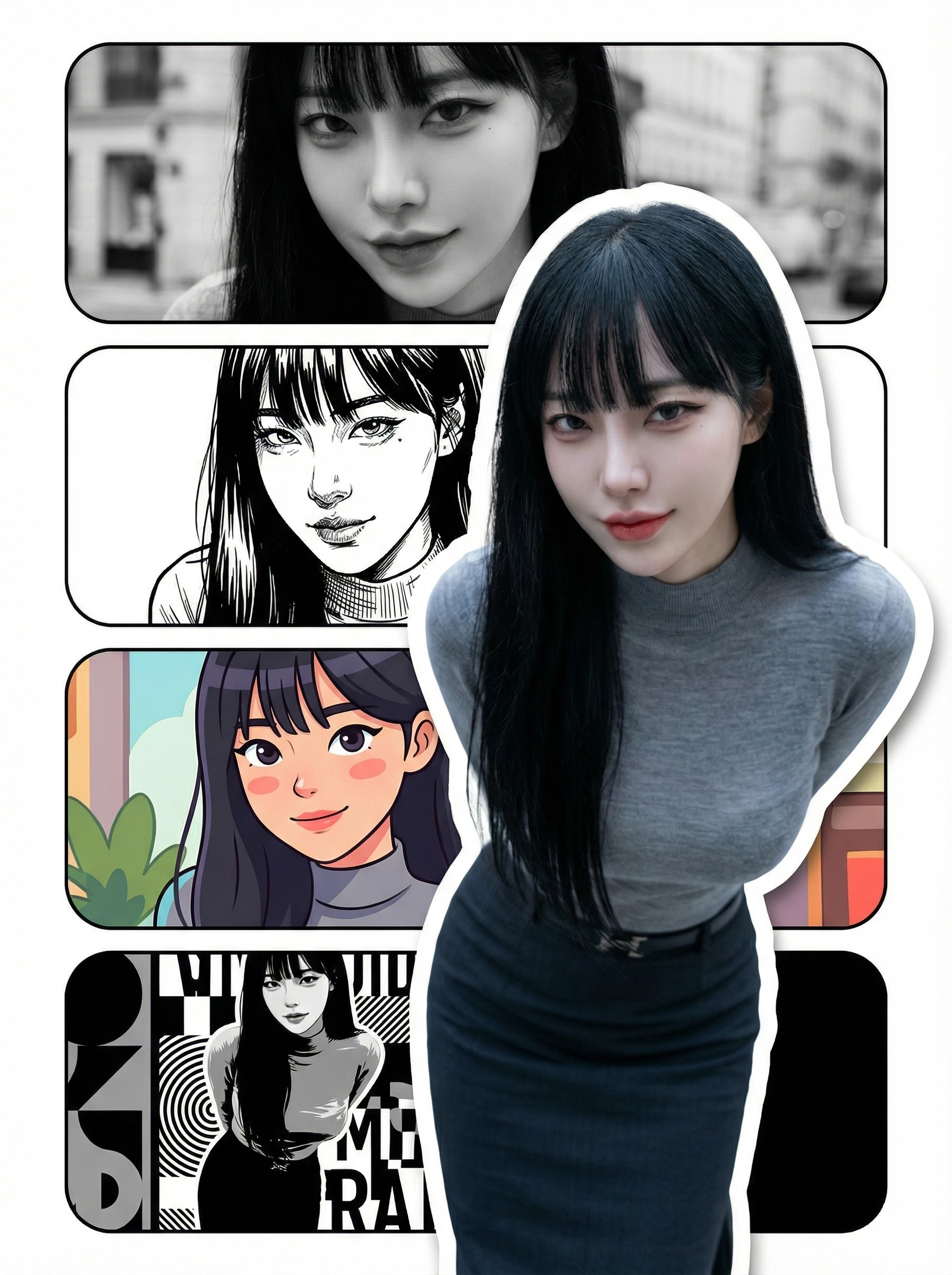 Poster-style collage of woman portrait