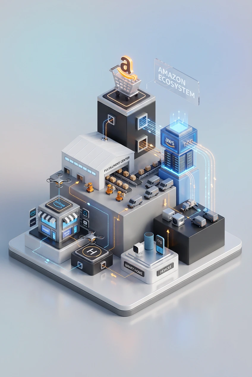 3d mini-ecosystem island of amazon e-commerce
