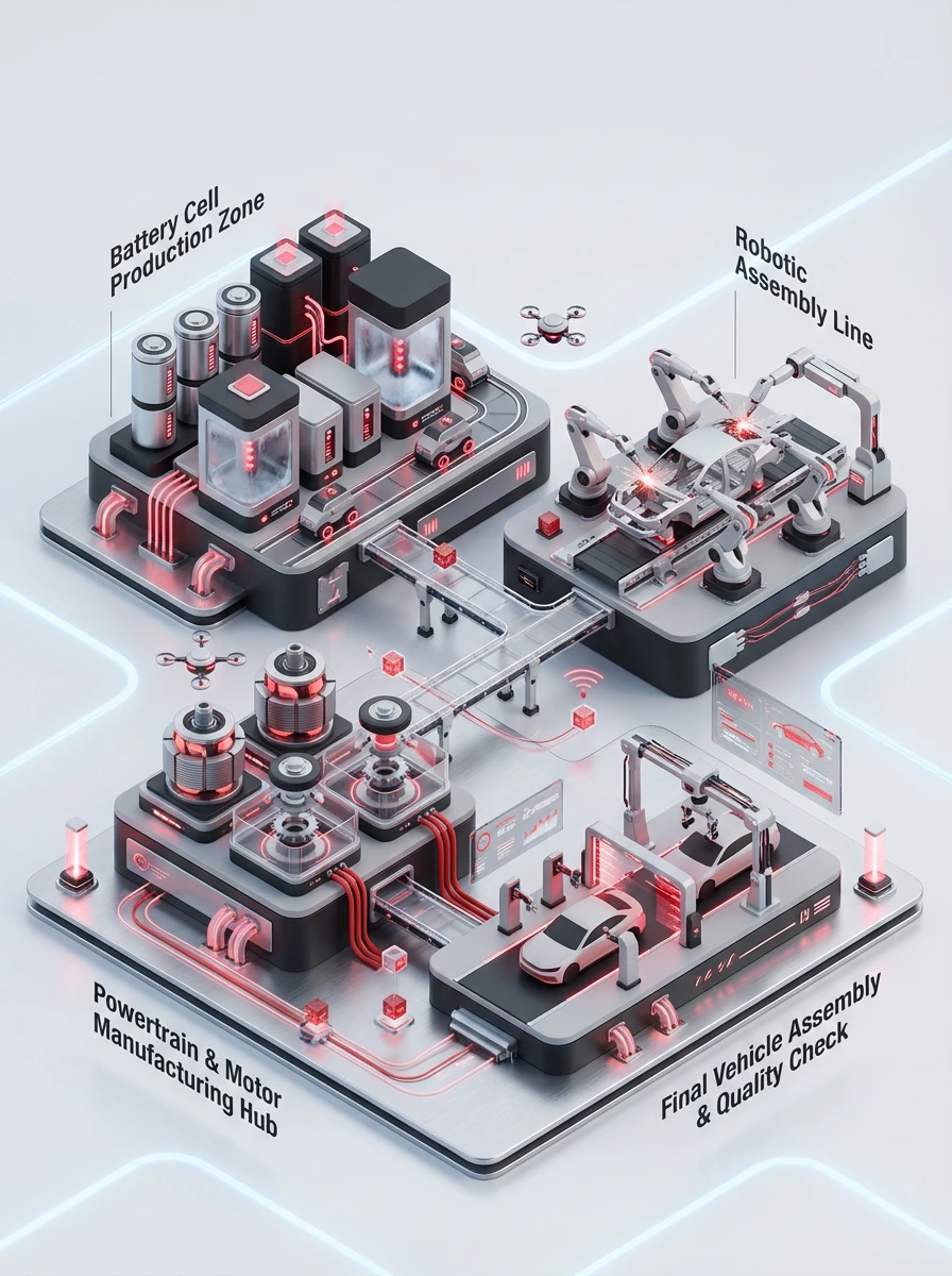 3d mini-ecosystem island of electronic car