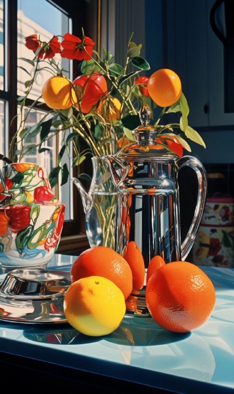 Vintage Kitchen Still Life Hyperrealism Light Play