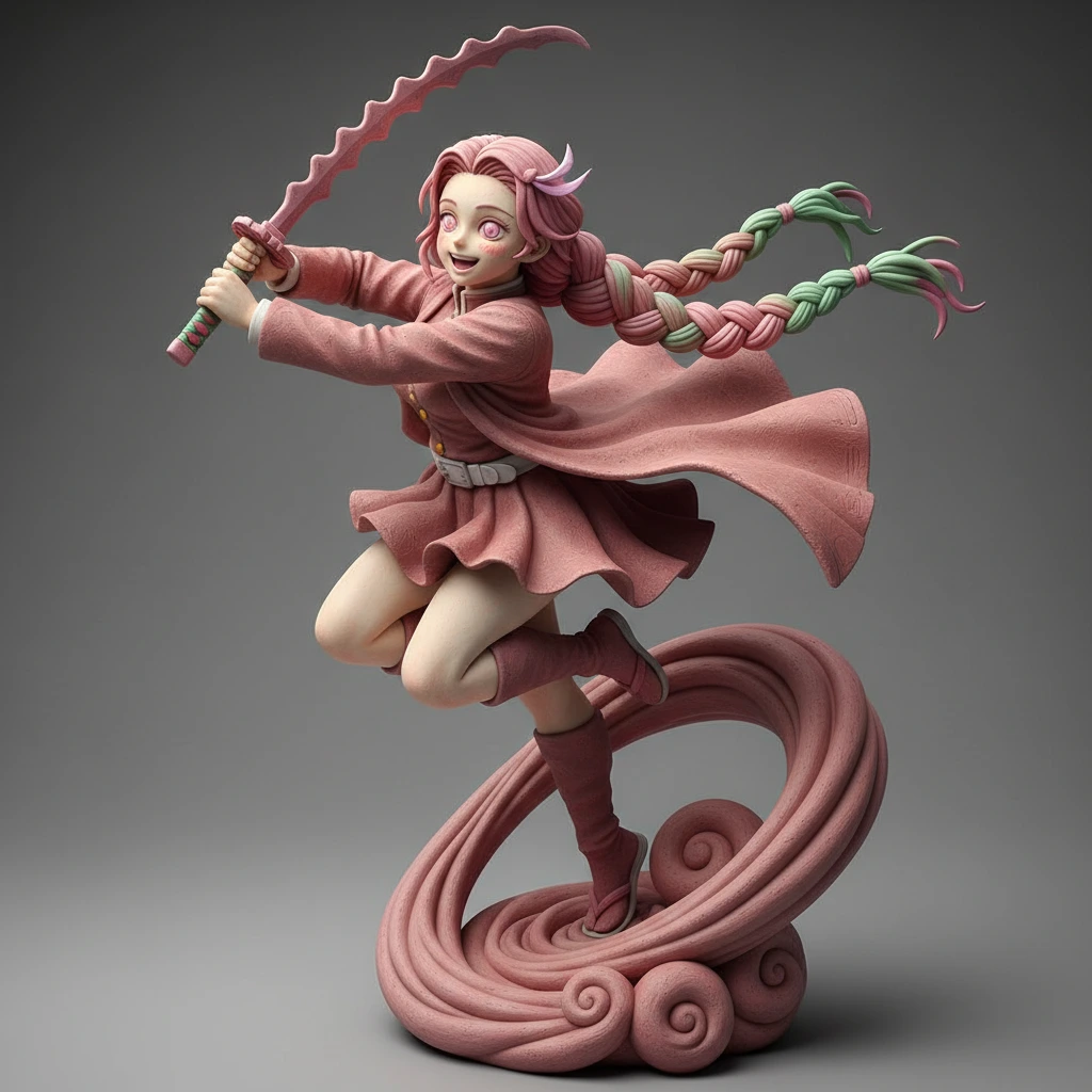3D sculpted clay model of Kanroji Mitsuri