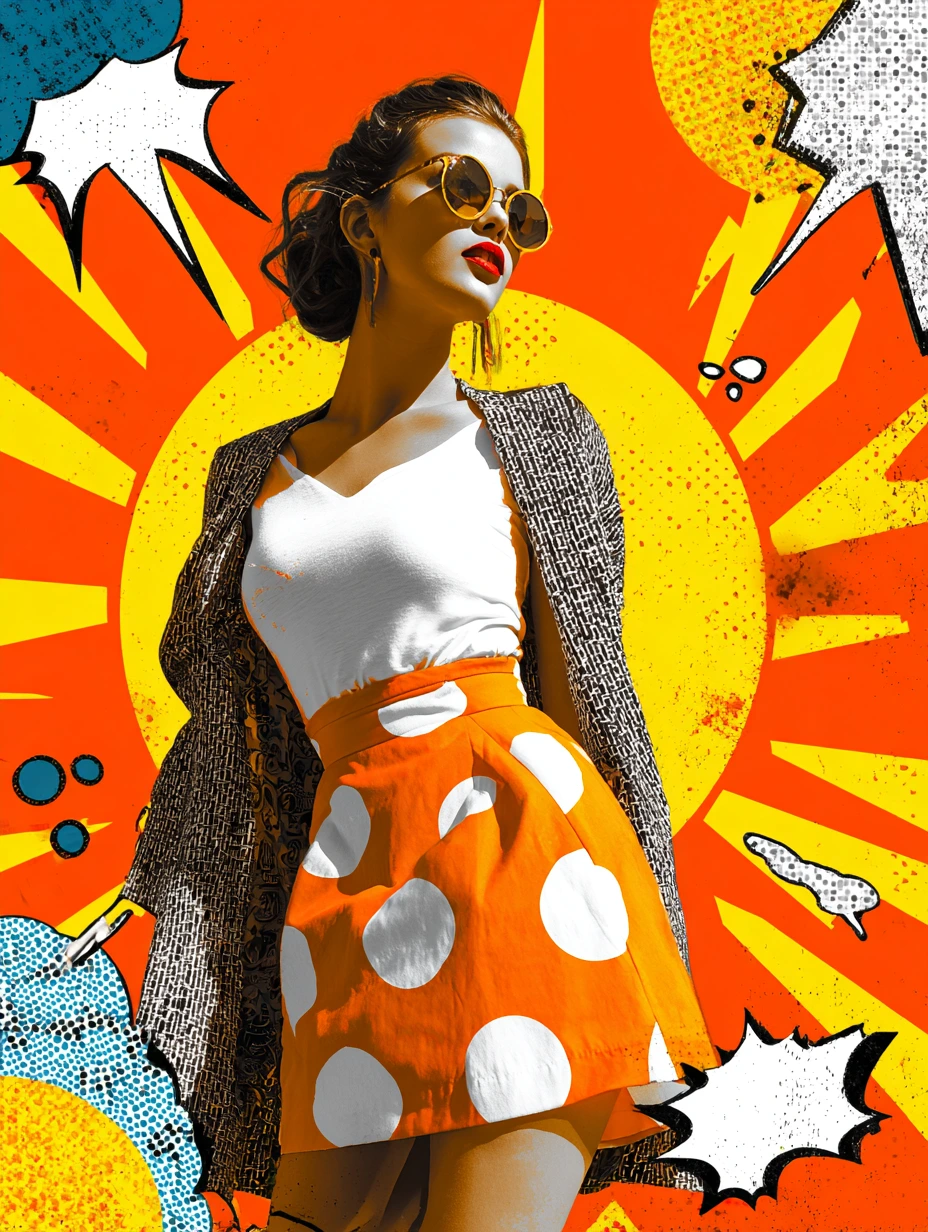 pop-art illustration of woman in dynamic pose