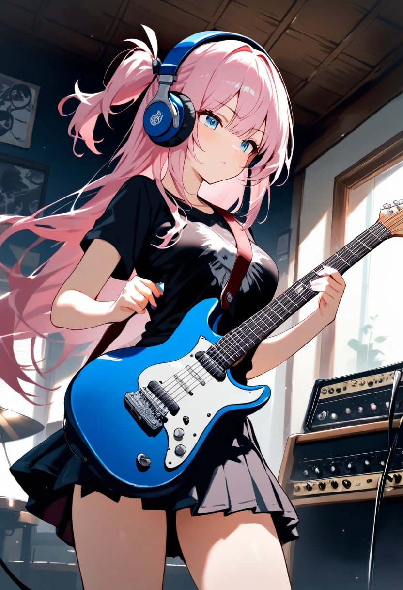 Anime of a girl playing guitar