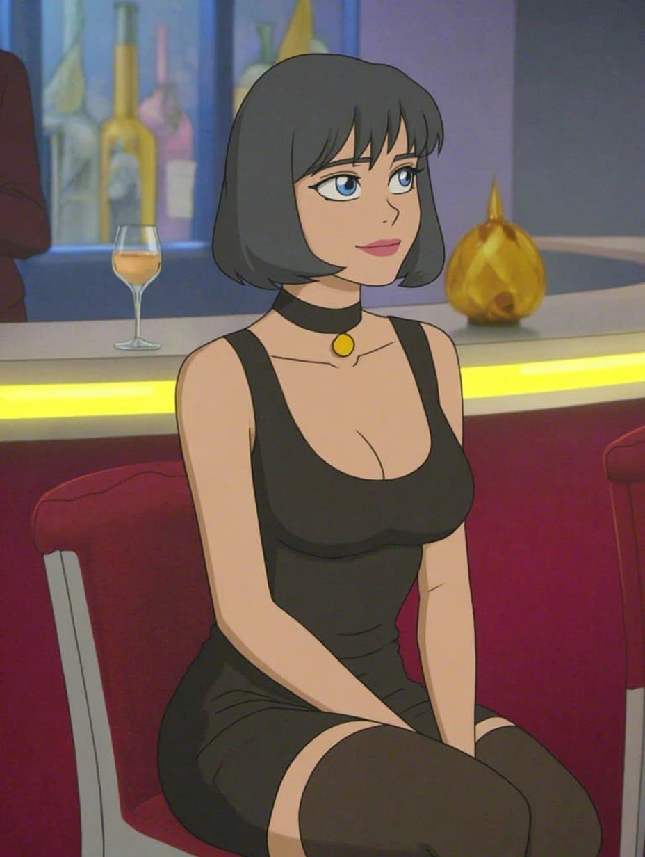 Westernized anime aesthetic of girl in club
