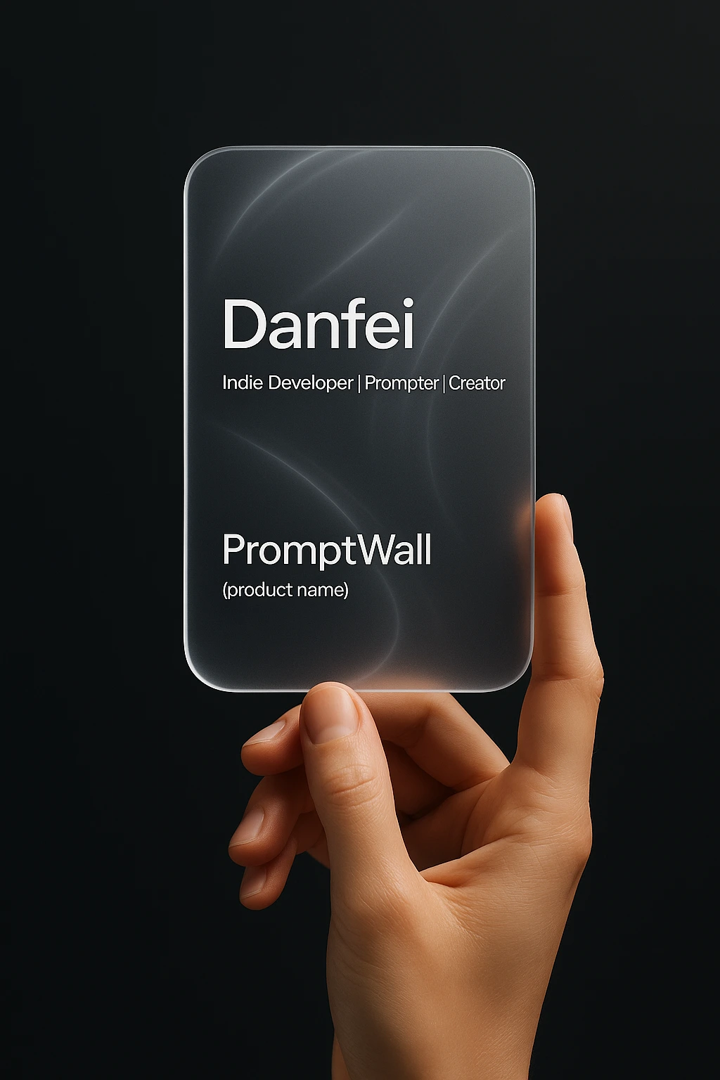 Glassmorphism-style visual design card for profile