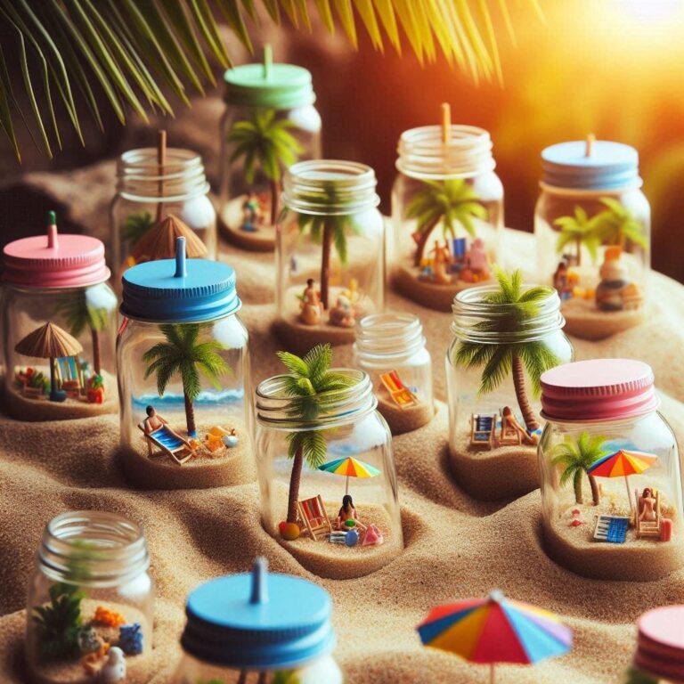 Beach Themed Mason Jars Still Life