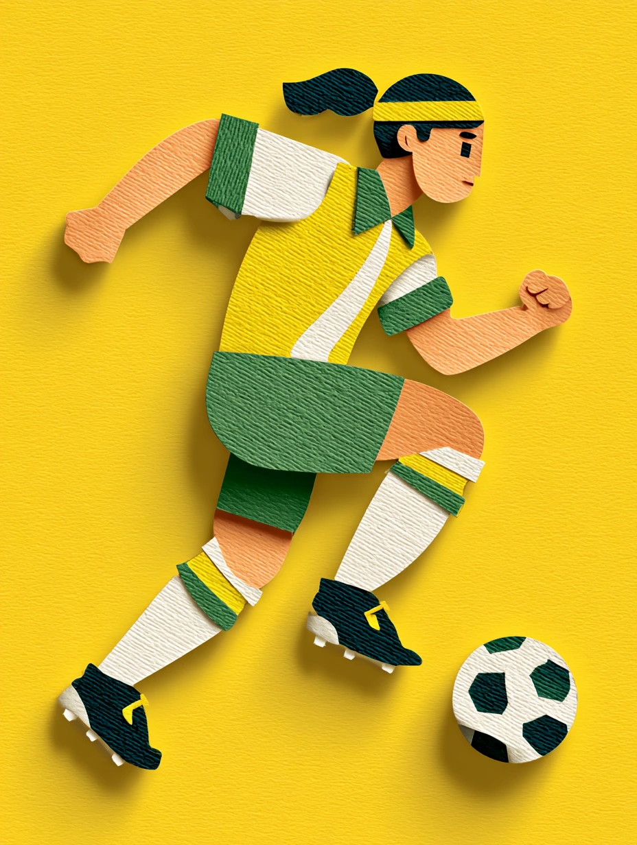 Paper cut out of football player
