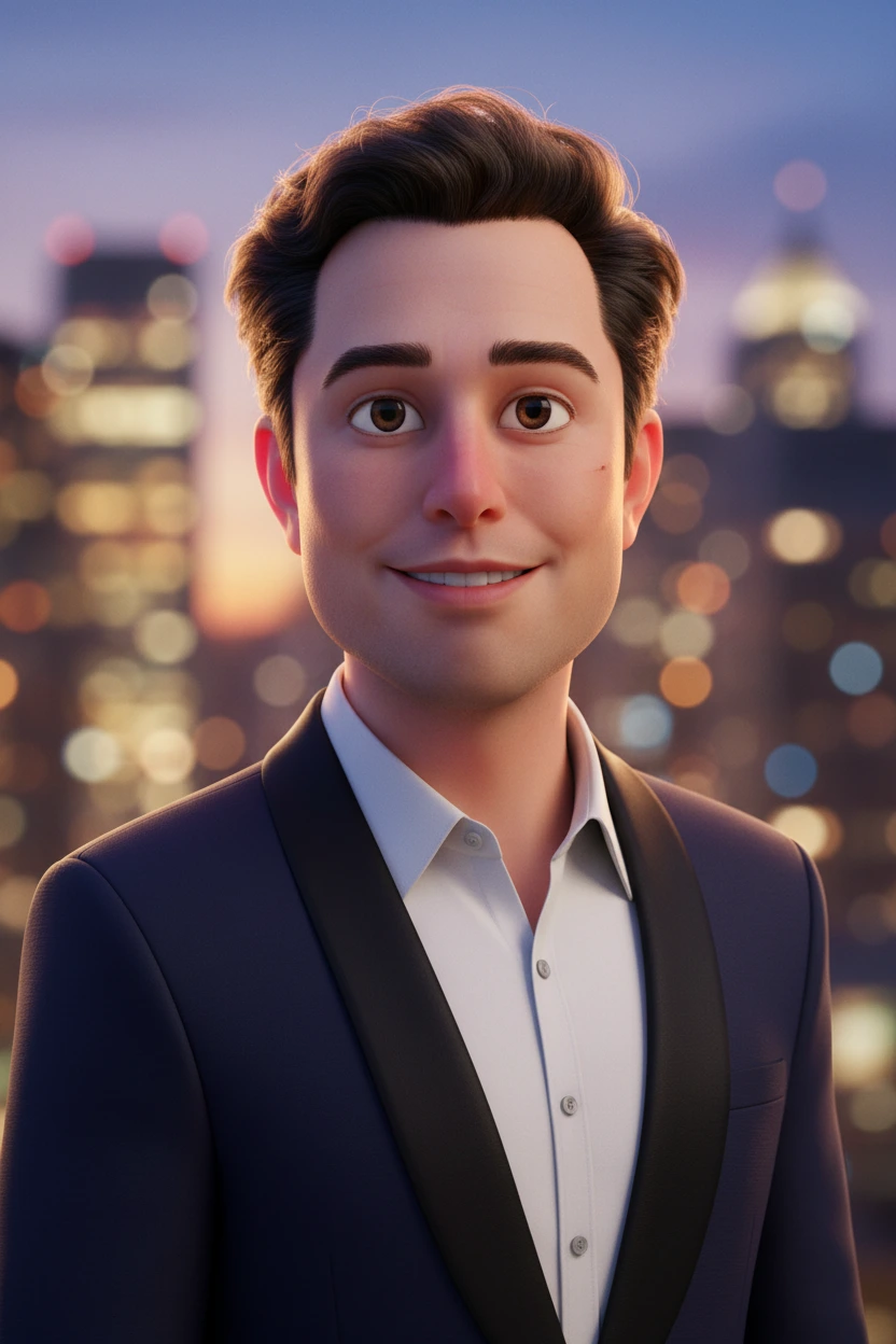 Pixar style portrait of elon musk