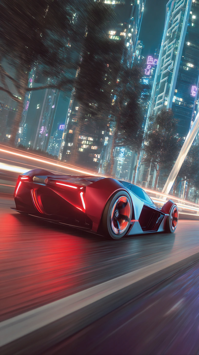 F1 hypercar speeding on a futuristic highway