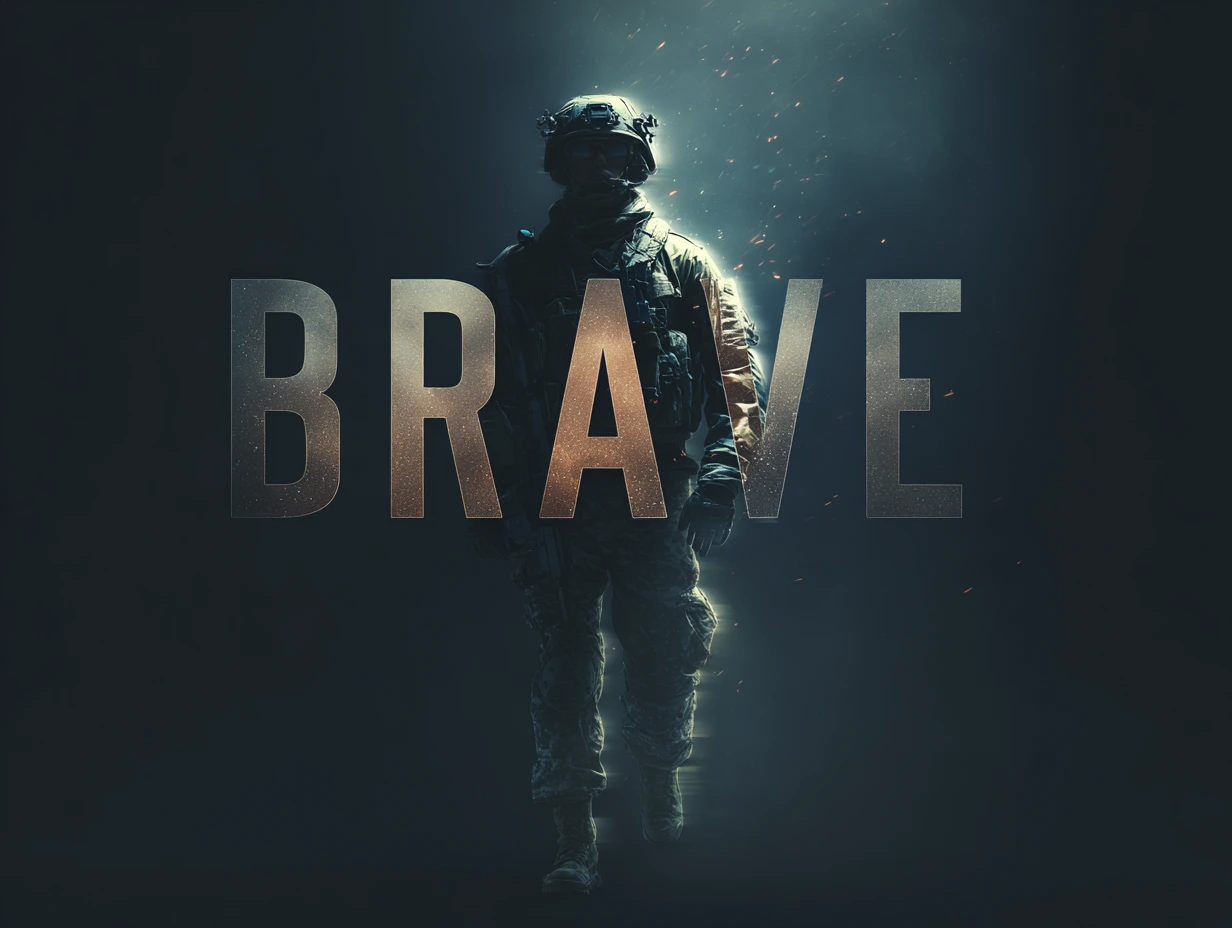 Cinematic minimalist poster Brave and soldier