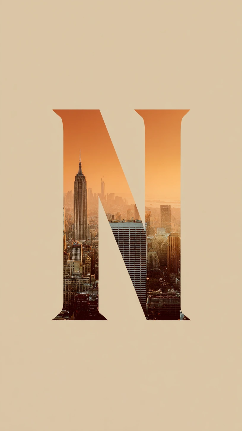 minimalist graphic poster of letter N and New York