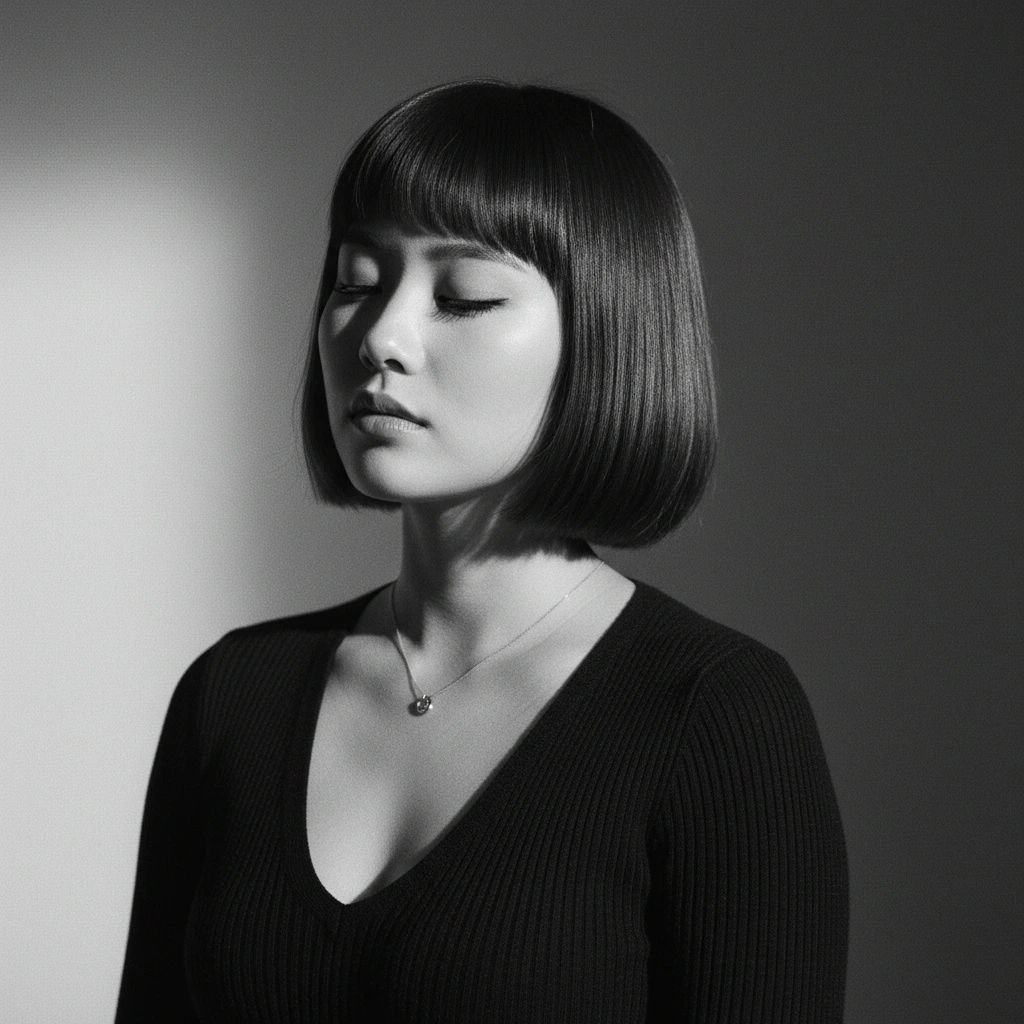 Black and white close-up portrait