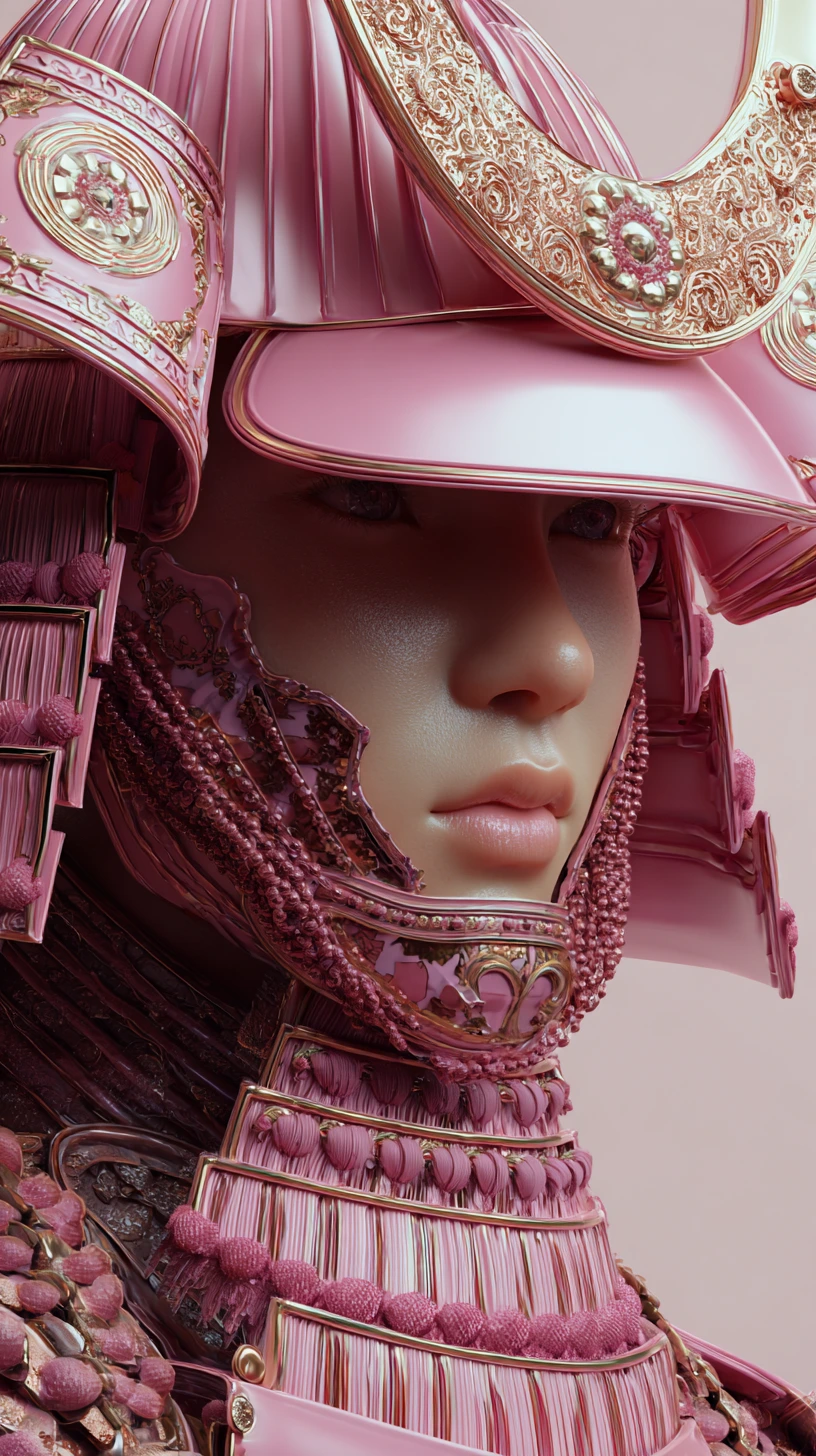 women wearing high detailed pink samurai armours
