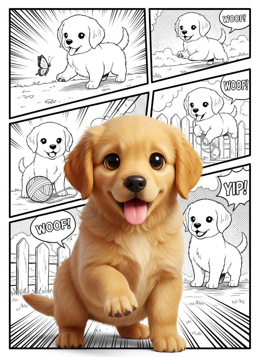 Chibi style of playing dog