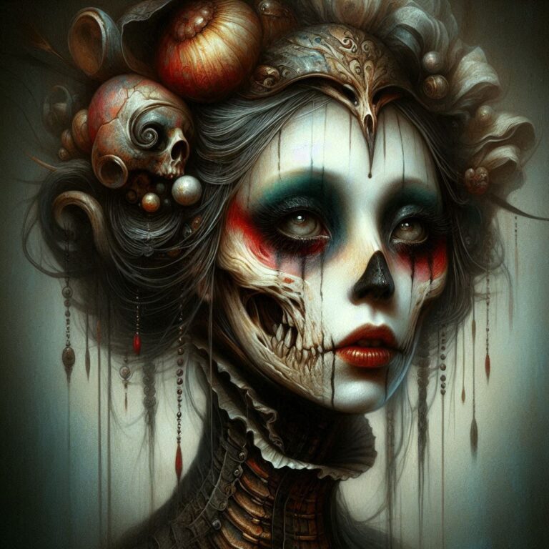 Odd Surreal Woman Portrait With Dark Fantasy Light