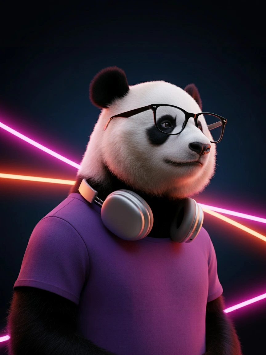 Realistic heroic portrait of panda